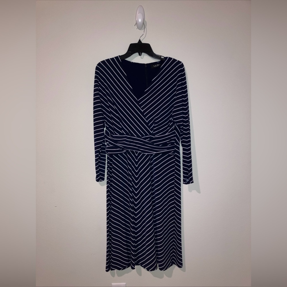 Ralph Lauren Navy Blue with White Stripes dress size 12